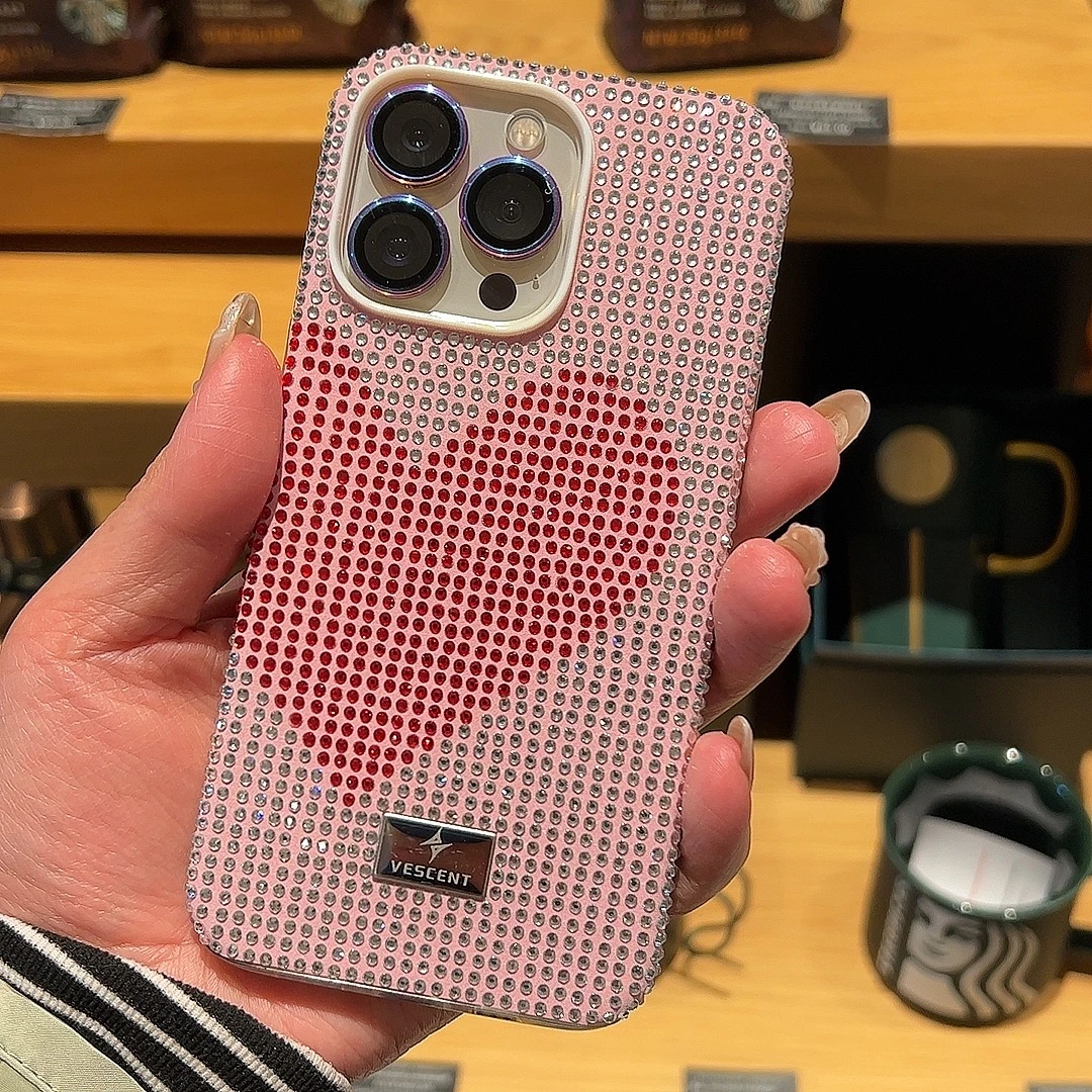 iPhone16promax水钻爱心手机壳苹果14全包硅胶奢华保护套女款13闪