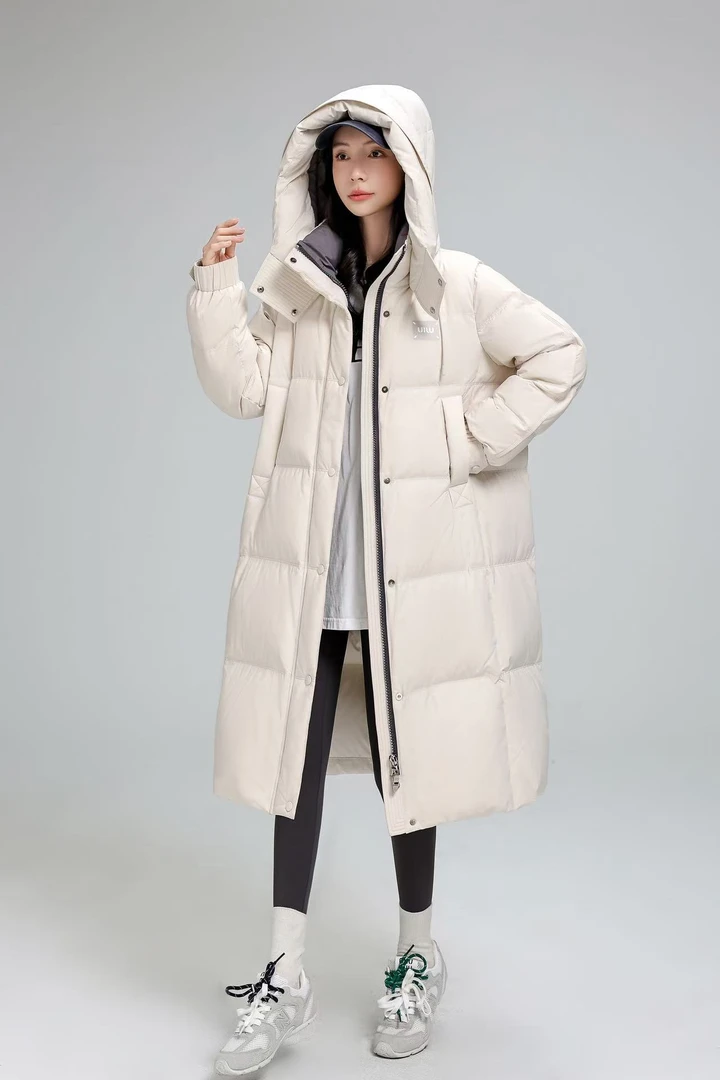 2024冬季长款遮肉宽松显瘦90白鸭绒气质款女士羽绒服8819
