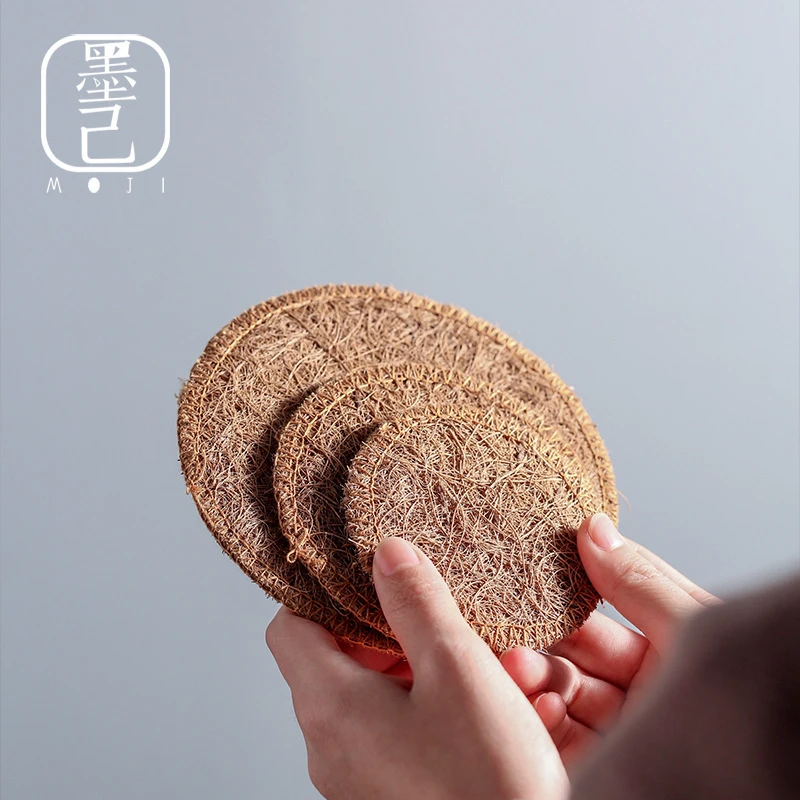 陶似 天然椰棕茶垫鬃毛垫 茶壶茶杯托手工隔热棕杯垫茶道零配批发