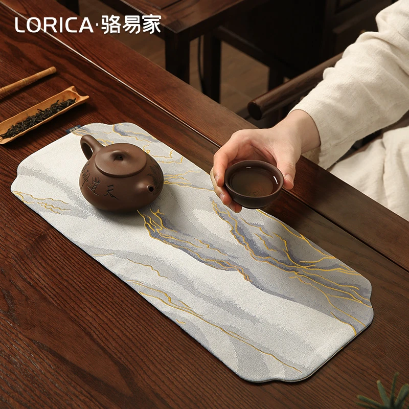 骆易家【江山如画】茶席桌旗新中式禅意茶桌布垫茶道垫子茶台茶杯垫