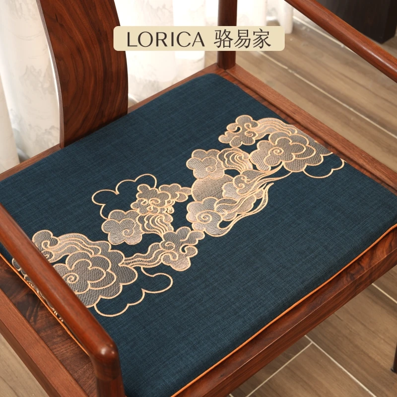骆易家【祥云锦簇】中式茶椅垫坐垫实木茶桌椅垫太师椅圈椅红木垫