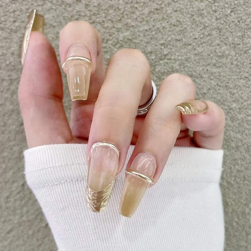 纯手工定制穿戴甲 高端显白 浮华落梦美甲贴片可拆卸假指甲贴气质