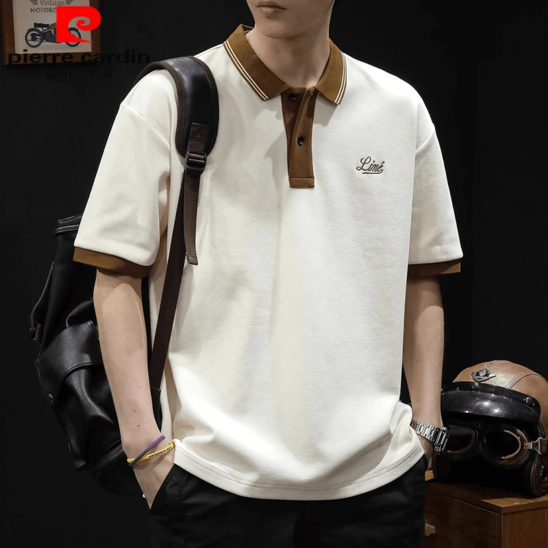 皮尔卡丹重磅短袖Polo衫男夏季2025新款半袖宽松大码美式翻领T恤