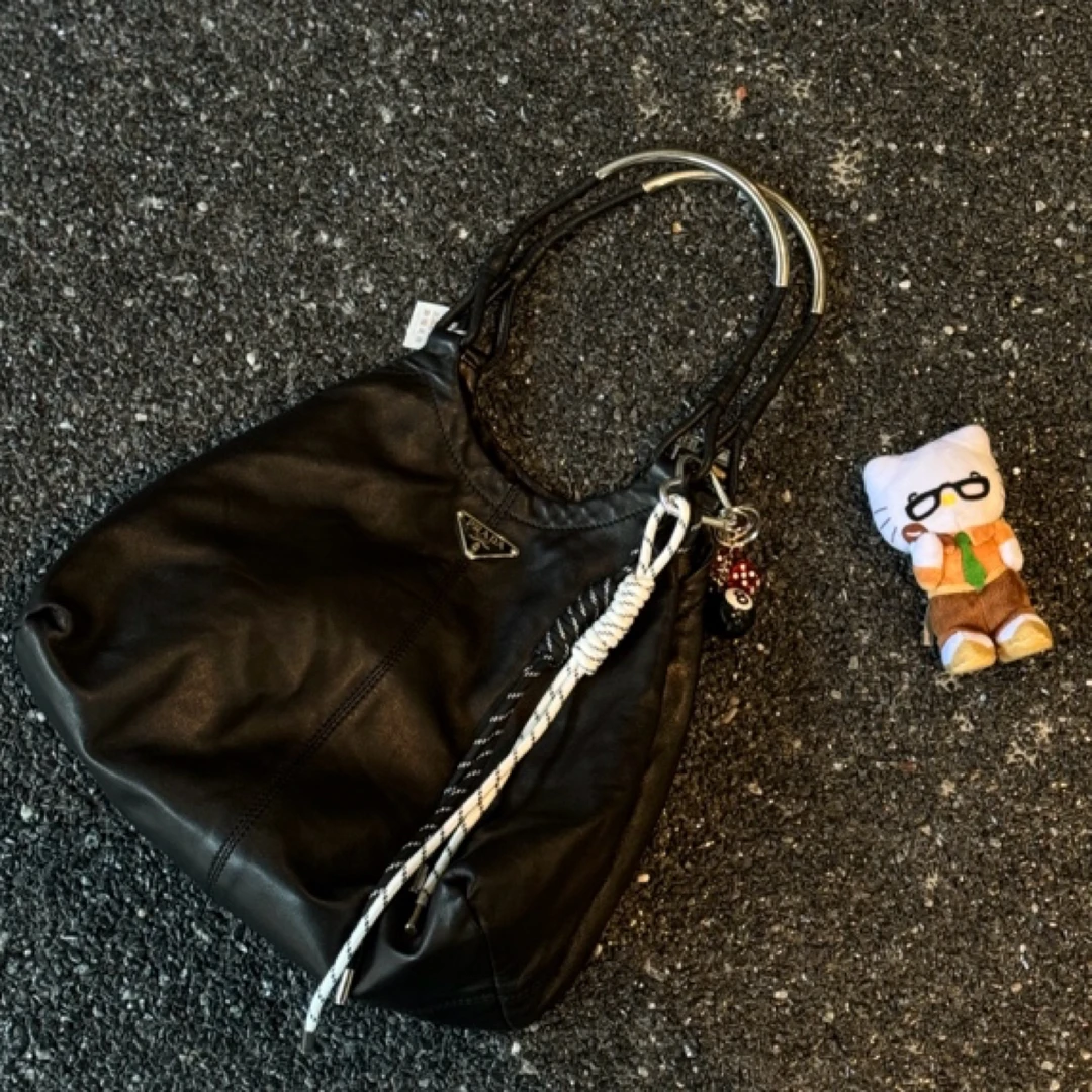 95新 Prada/普拉达 只盒/Prada超稀有中古银柄小号ivy单肩包