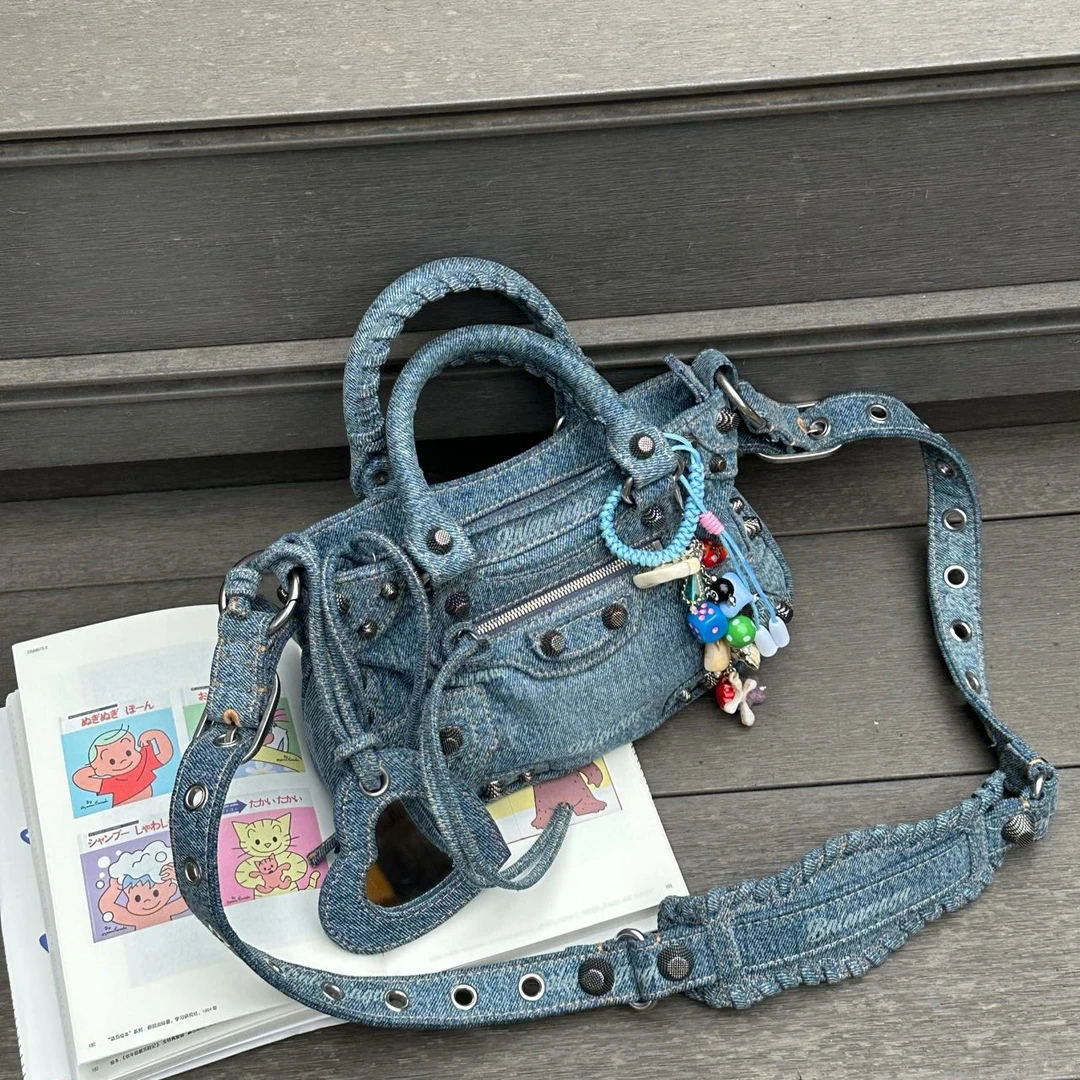 99新 Balenciaga/巴黎世家 只盒/Balenciaga新款牛仔mini机车包