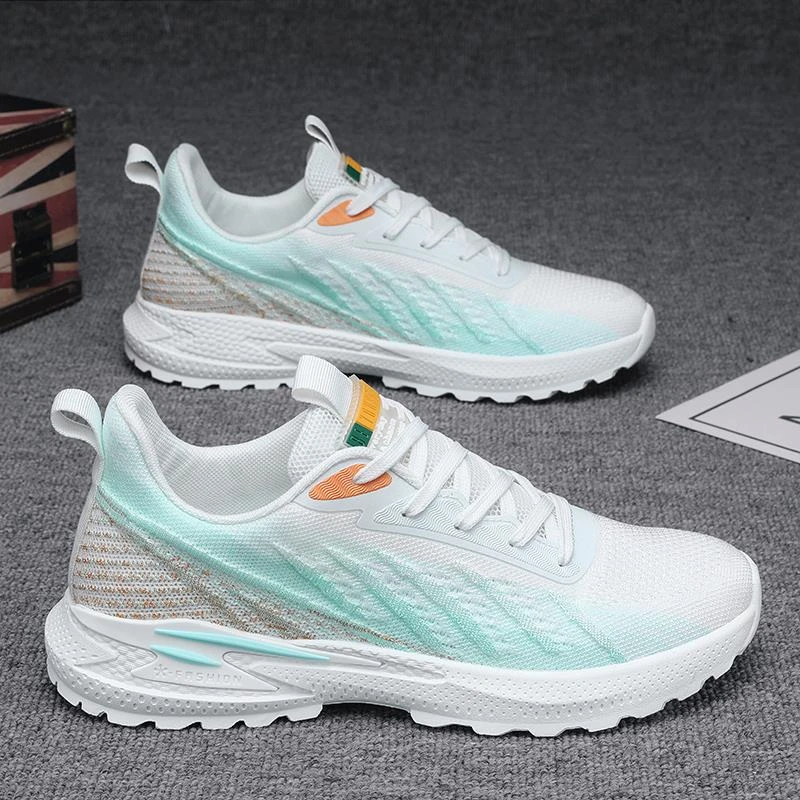 鞋子男款夏季透气飞织网面青少年运动休闲跑步初中生小白网鞋男鞋