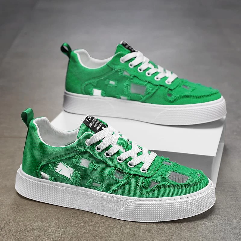 绿色帆布男鞋夏季透气潮流百搭休闲板鞋学生防滑乞丐布鞋运动潮鞋