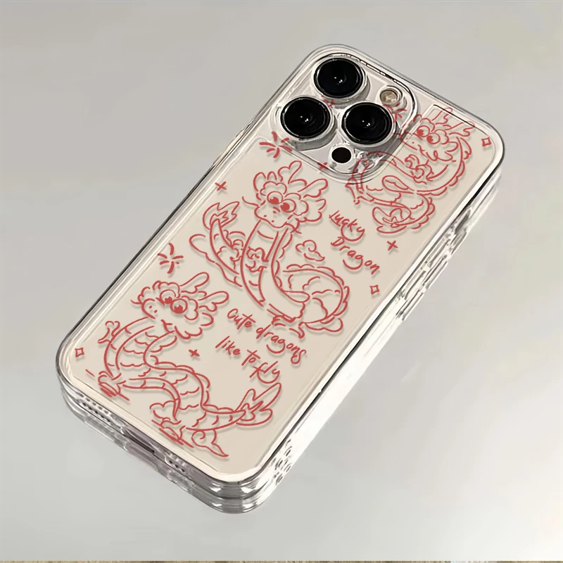 线条龙苹果华为OPPO荣耀VIVO小米红米三星透明全包iPhone15手机壳