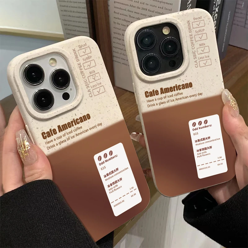 冰咖啡苹果15/14/13小麦壳硅胶简约防摔磨砂iPhone12/XS软手机壳8