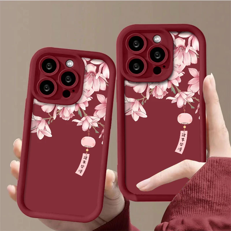 诸事皆顺苹果15PRO简约iPhone14硅胶13防摔12新款XSMAX软XR手机壳