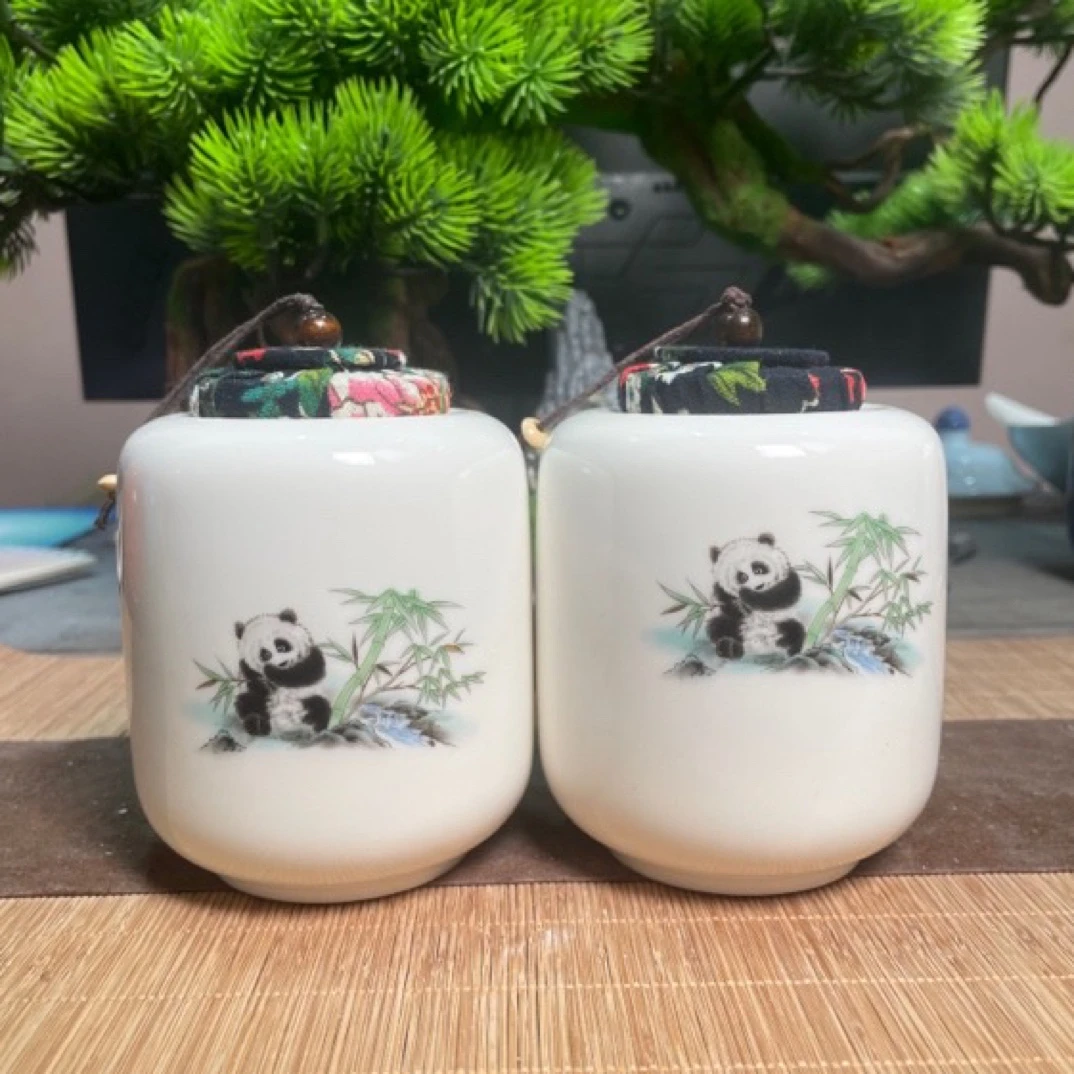 熊猫布盖茶叶罐密封罐储蓄罐防潮防霉