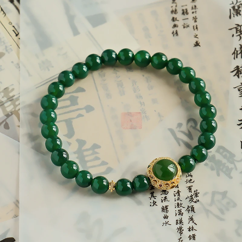宫廷风绿玛瑙单圈手链  -6906