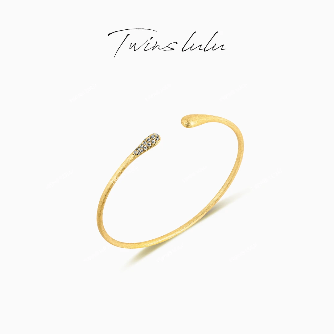 TWINS LULU 镀k 个性素款设计感开口拉丝水滴手镯TSS7428