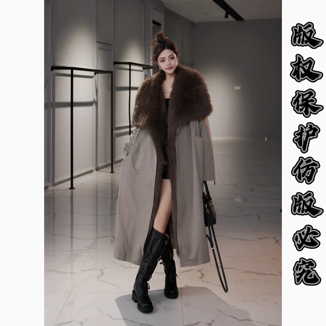 【思语】“素简” CC0729 原创设计师款狐狸毛领皮草派克鹅绒服