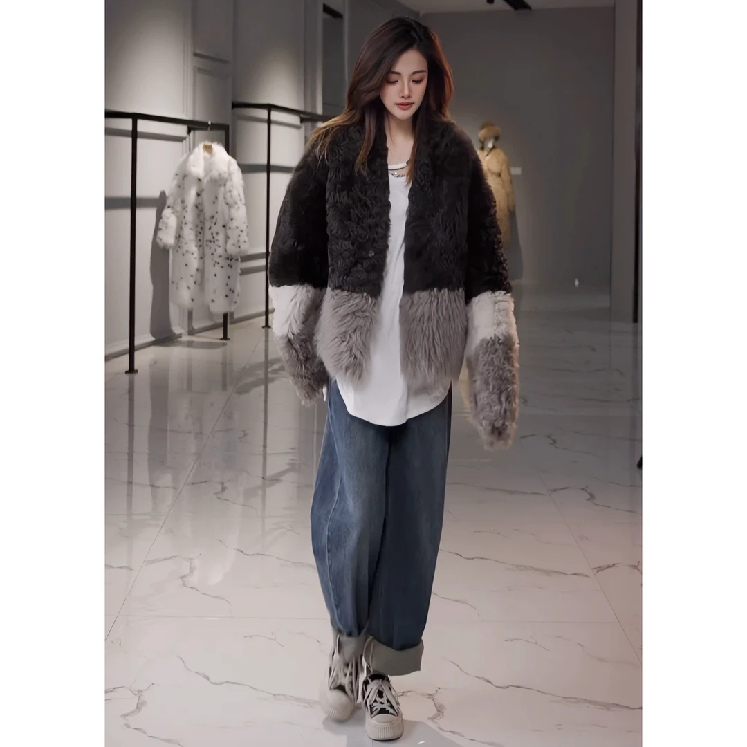 【思语】“日出印象” CC1107 托斯卡纳绵羊毛皮毛一体外套