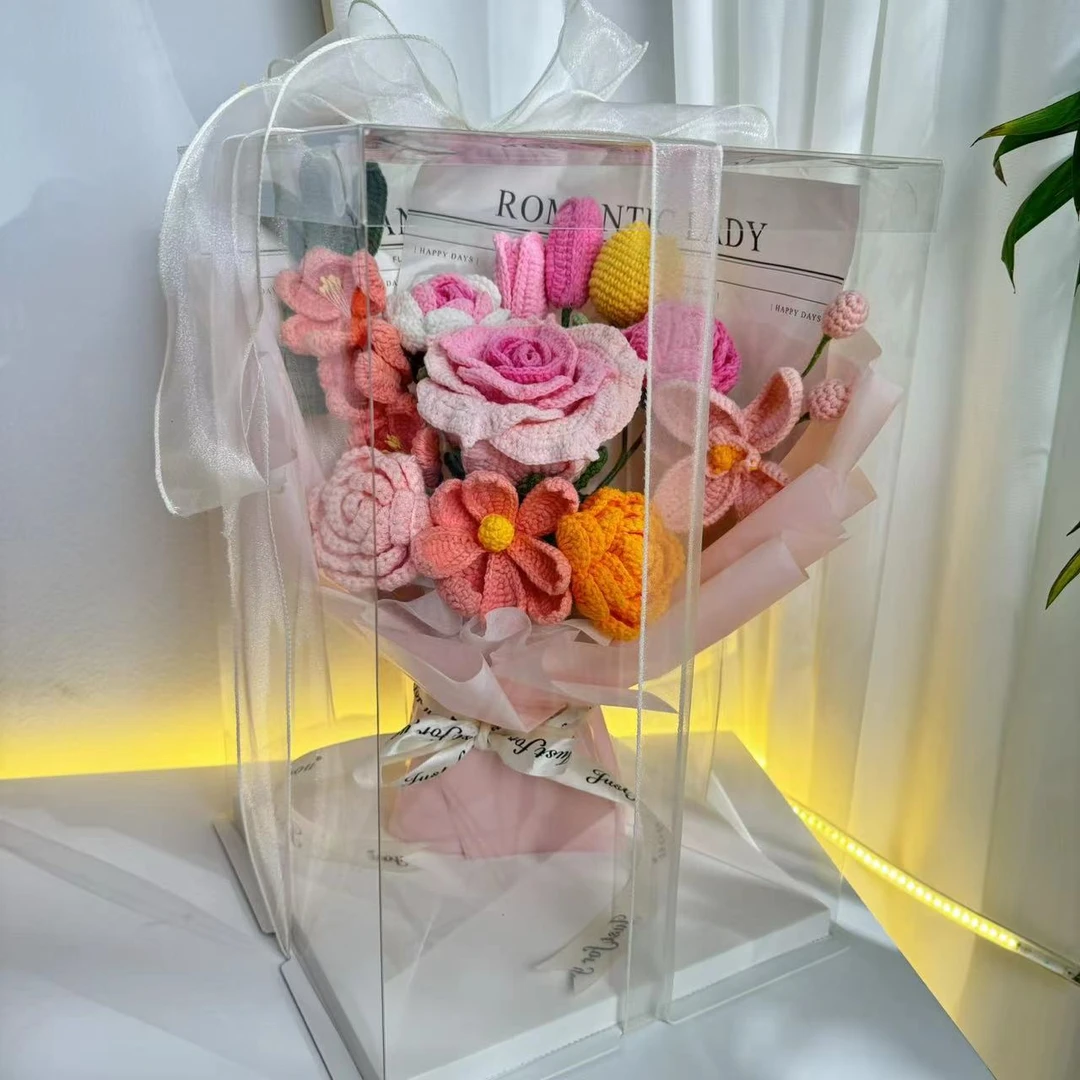 手工钩织编织毛线永生花向日葵花毕业季教师节创意款式仿真花礼品