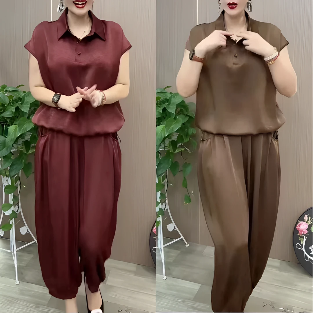 【反季清仓】新款时尚妈妈两件套高档韩系洋气减龄休闲宽松显瘦套装