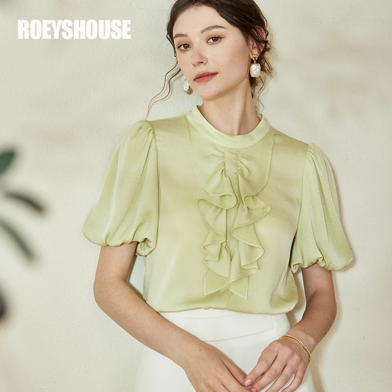 【小云总专享】罗衣高级灯笼袖衬衫法式夏气质短袖纯色衬衣08645