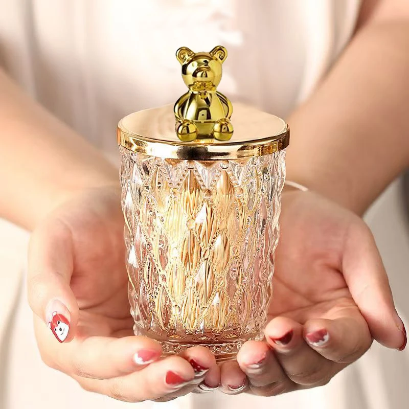 【两只】轻奢欧式牙签筒家用水晶棉签盒客厅糖果罐创意高档收纳罐