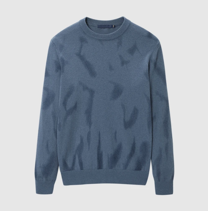 男士纯羊毛修身柔软温暖羊毛衫  蓝色193