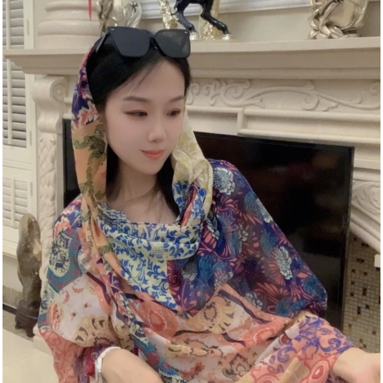 夏季名族风复古盘扣防晒披肩海边沙滩云南青海新疆旅游棉麻披肩