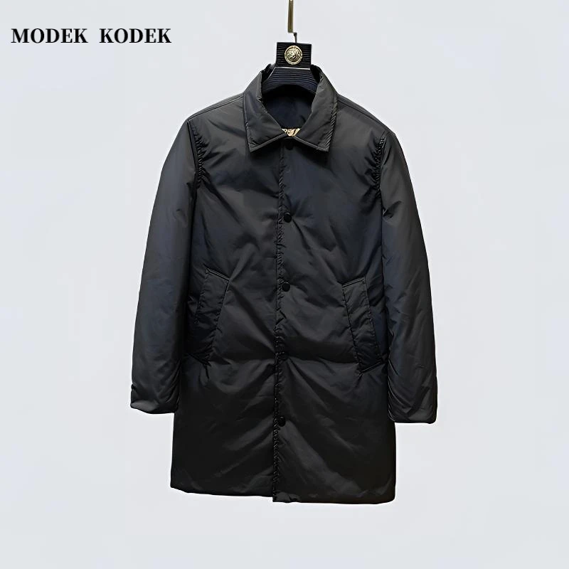 MODEK KODEK冬季新款高级感中长款男士白鸭绒羽绒服保暖翻领外套