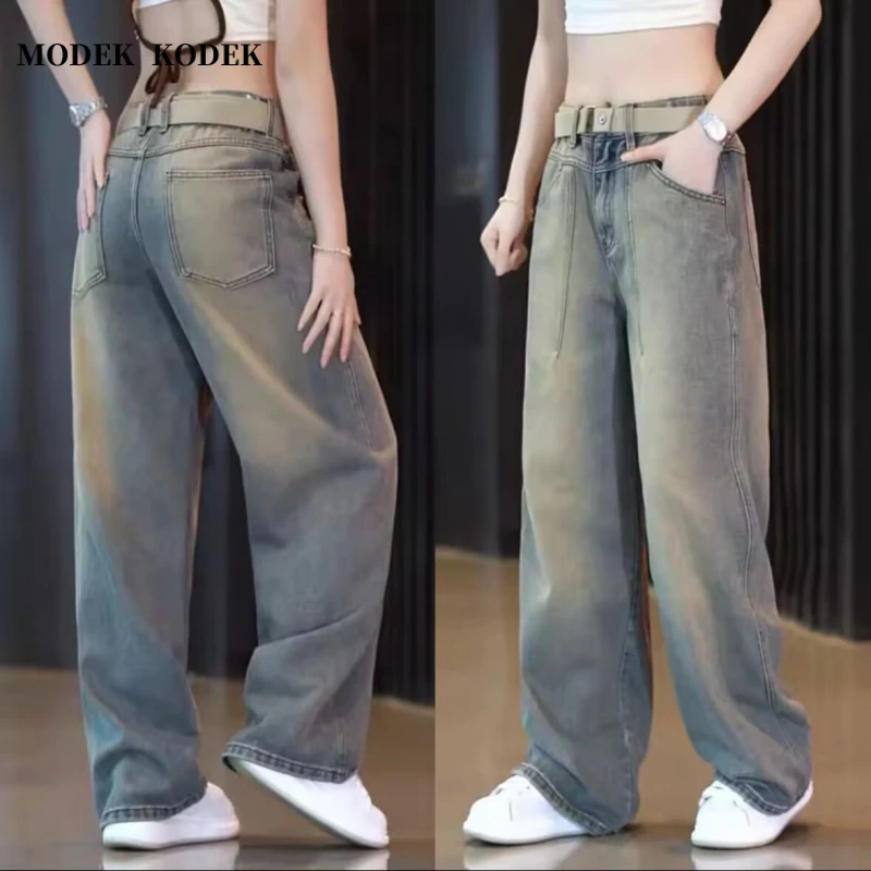 MODEK KODEK春夏新款直筒宽松阔腿牛仔裤男士潮流百搭复古长裤子