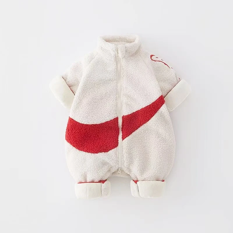 婴童毛毛衣冬季加厚加绒哈衣连体棉衣