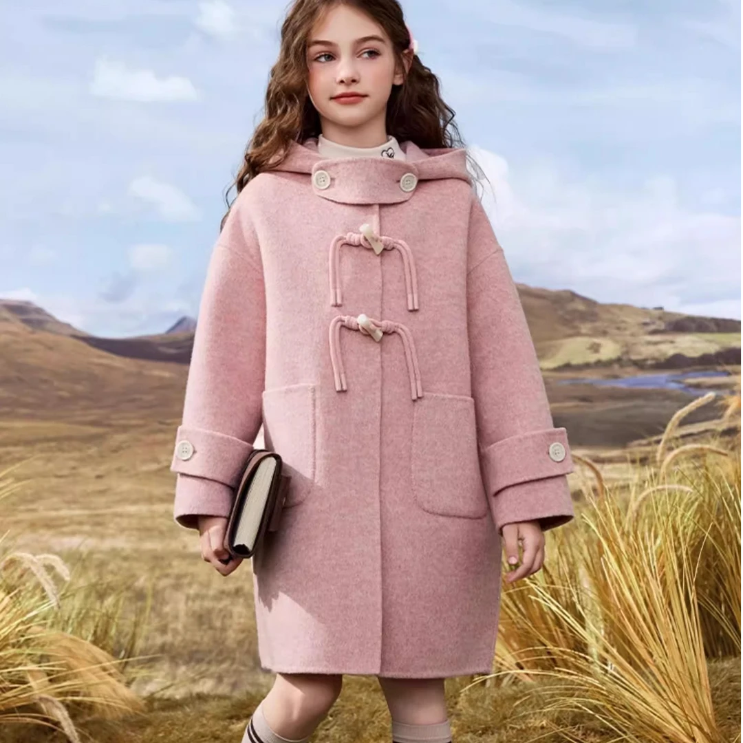 25冬季新款牛角扣纯手工洋气大衣毛呢外套4015