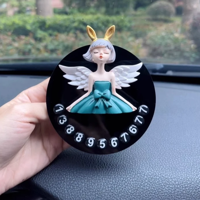 女生车载临时停车牌高级感车内可隐藏挪车牌高档汽车用品摆件装饰