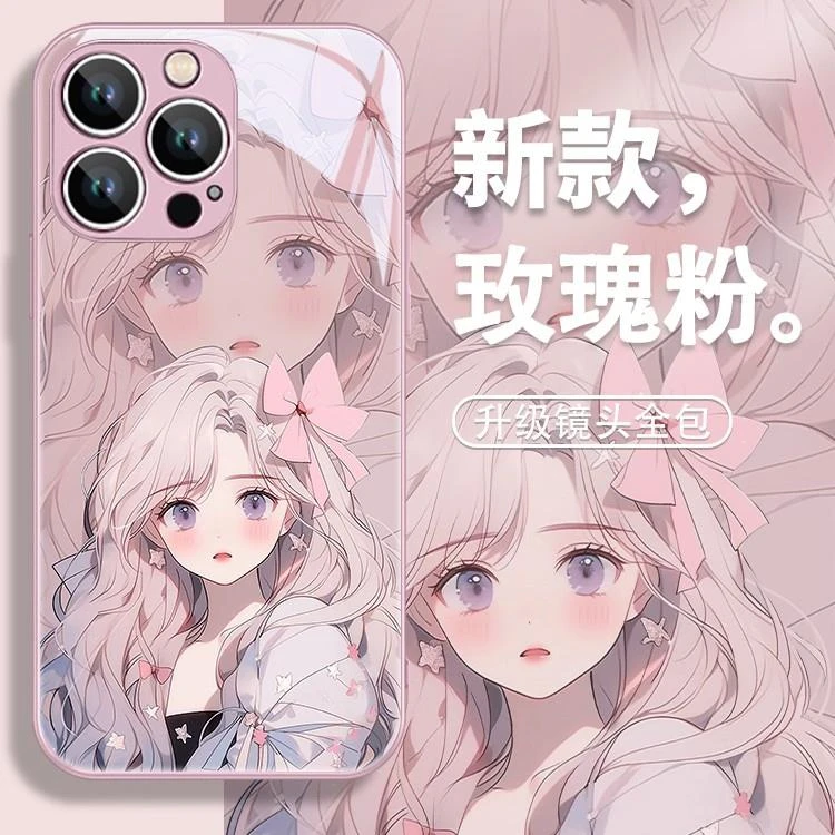 适用于苹果17/14华为小米oppovivo时尚高颜值蝴蝶少女创意手机壳