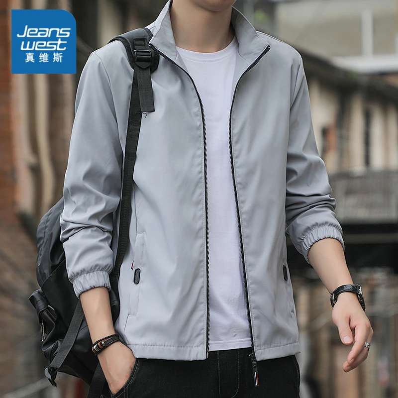 Jeanswest/真维斯外套男士春季休闲潮牌时尚2025新款帅气百搭夹