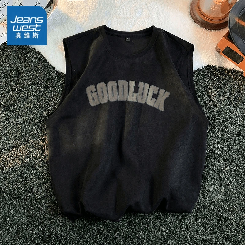 真维斯复古背心男款T夏季外穿宽松潮流港风百搭大码休闲街头背心