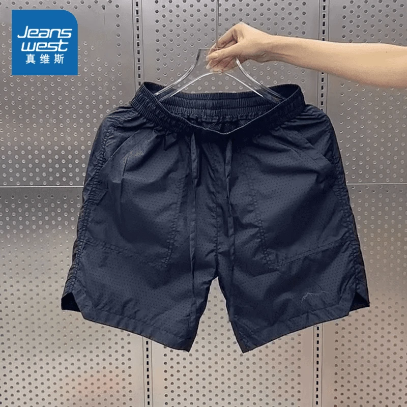Jeanswest/真维斯男士2025新款网眼透气休闲短裤夏季时尚百搭男裤