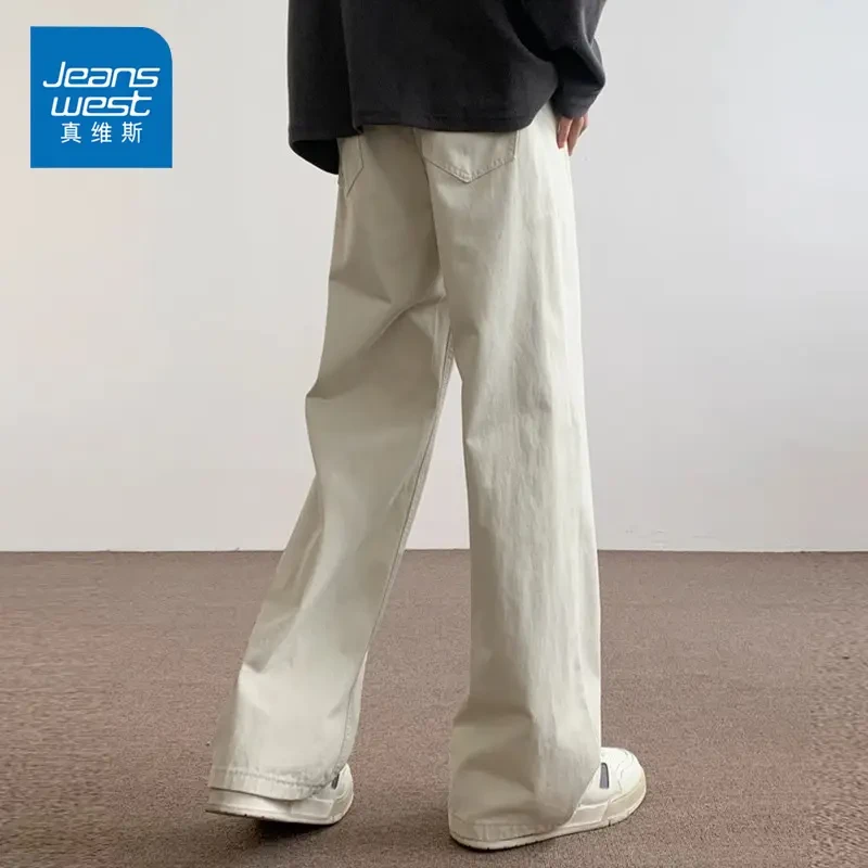 Jeanswest/真维斯春秋美式休闲裤潮流男生纯色百搭直筒宽松阔腿裤