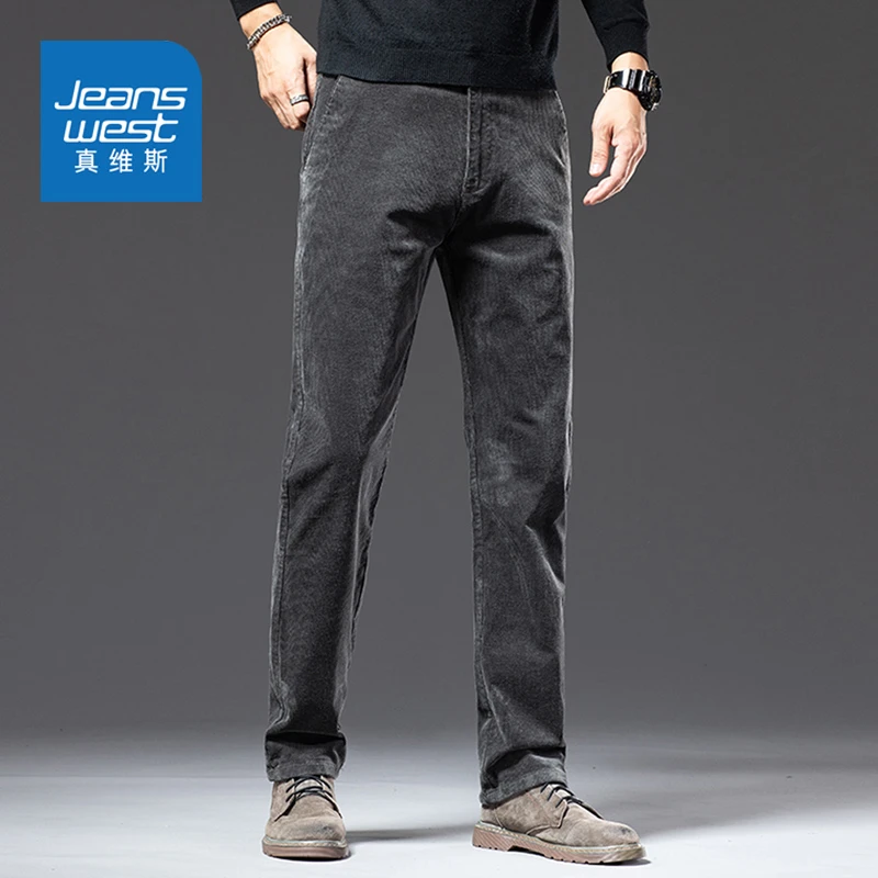 Jeanswest/真维斯男士灯芯绒长裤子春秋季潮流时尚高端直筒休闲裤