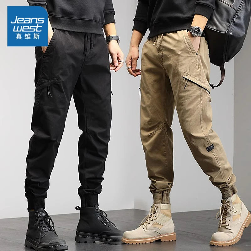 Jeanswest/真维斯新款工装裤潮牌九分裤子春秋季男士束脚休闲长裤