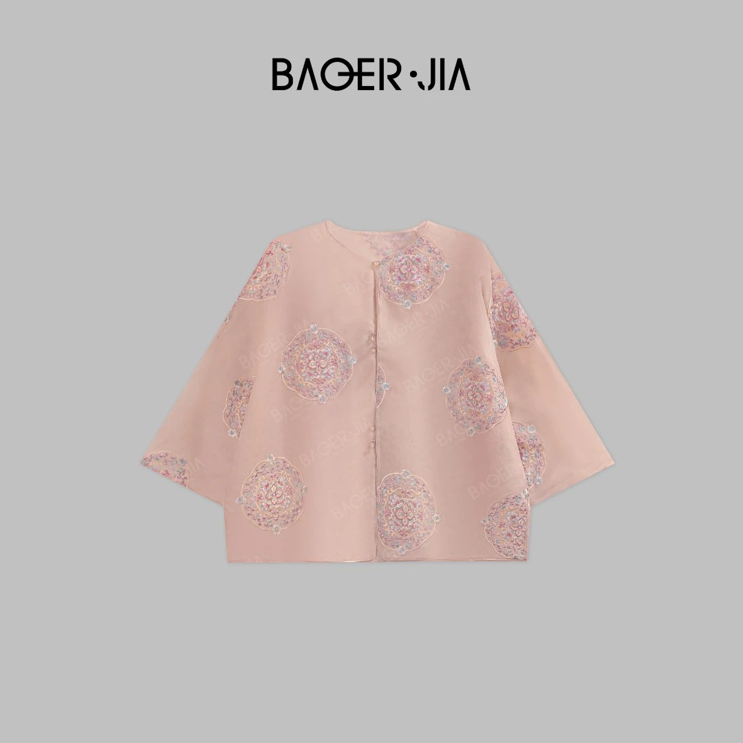 10-【宝相团花防晒】宝儿家含幂BA70324206夏季款重工真丝绣花上衣