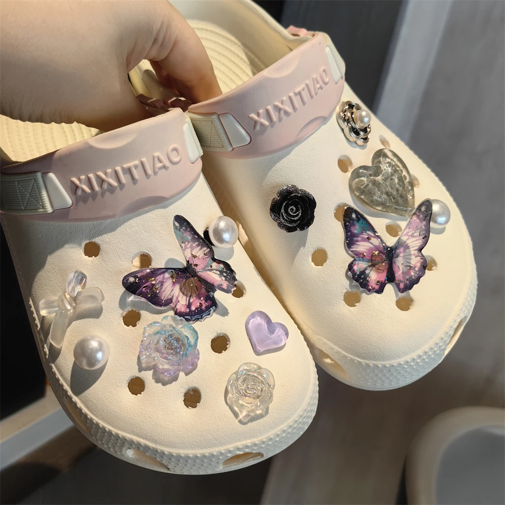 网红时尚cs半拖洞洞鞋配饰鞋花鞋扣女童白色百搭个性diy鞋上饰品