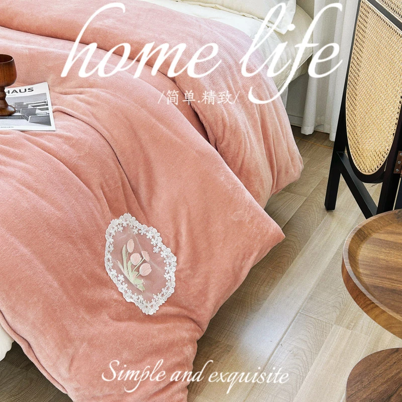 §孤品清-牛奶绒单品床盖枕套被罩冬季加厚保暖可机洗床上用品