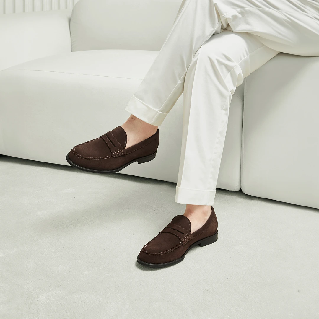 ThomWills便士乐福鞋男反绒翻毛皮商务休闲英伦风皮鞋男鞋夏季