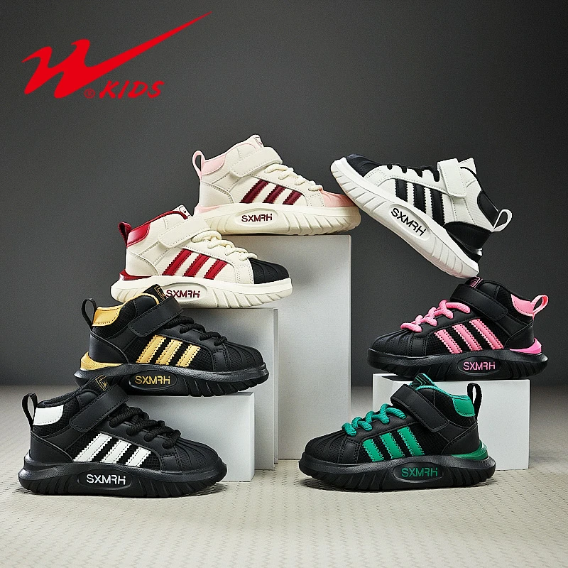 双星儿童运动鞋秋季新款皮面软底男童女童中大童时尚休闲鞋90066A