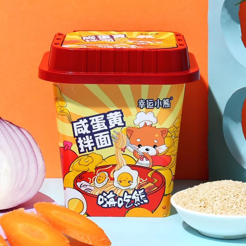 宅家速食免煮方便面幸运小熊拌面【6桶装】即食学生咸蛋黄火鸡面