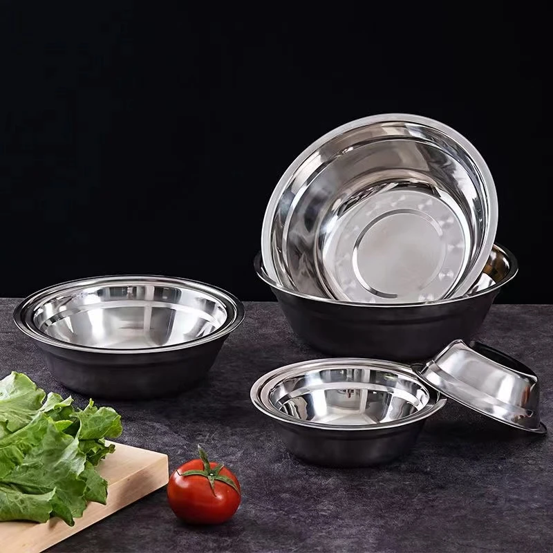 食品级不锈钢盆家用汤盆厨房洗菜盆和面盆打蛋盆加深加厚圆形盆子