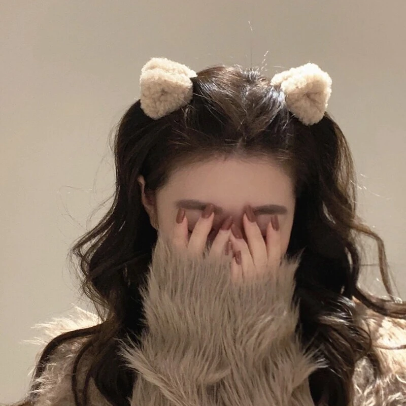 百搭毛绒绒发夹毛毛发卡头饰女羊羔毛碎发夹子猫耳毛绒发夹简约