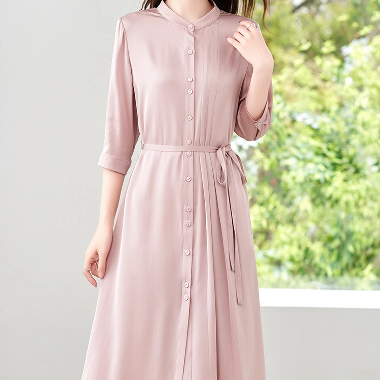 水墨佳人轻奢弹力双乔真丝桑蚕丝连衣裙82496256