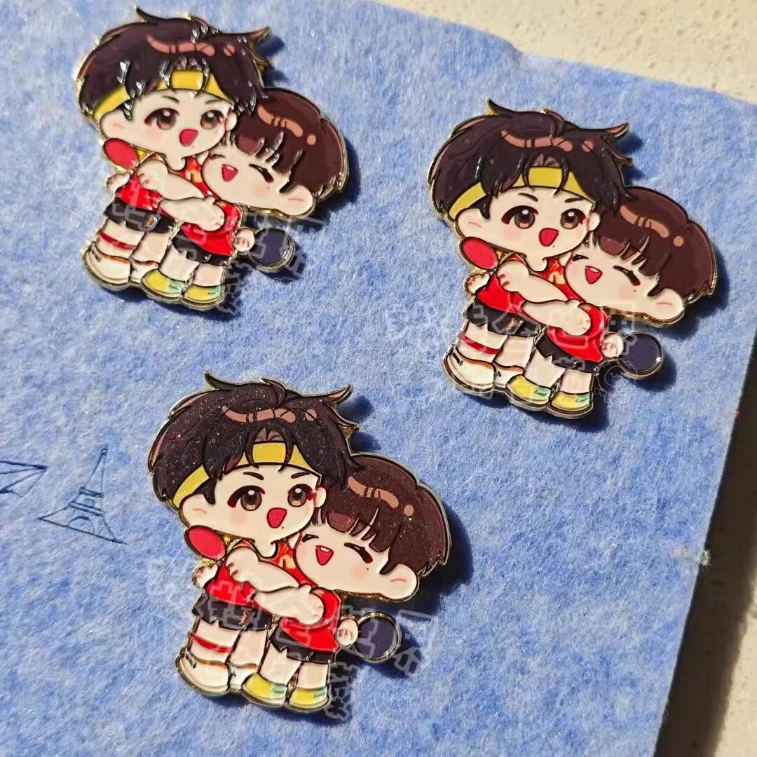 小红书同款莎头组合金属徽章磁吸冰箱贴孙颖莎王楚钦纪念可爱挂件