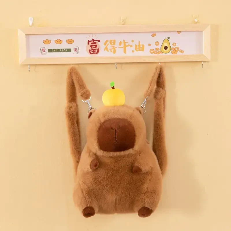卡皮巴拉背包可爱双肩包水豚卡通丑萌毛绒玩具公仔书包玩偶