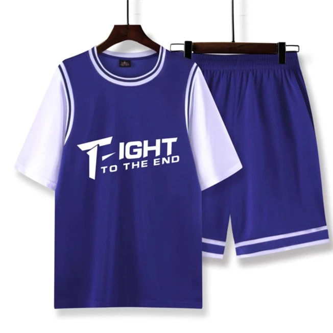 篮球服女男定制学生运动比赛球衣班服假两件韩版短袖新款训练队服