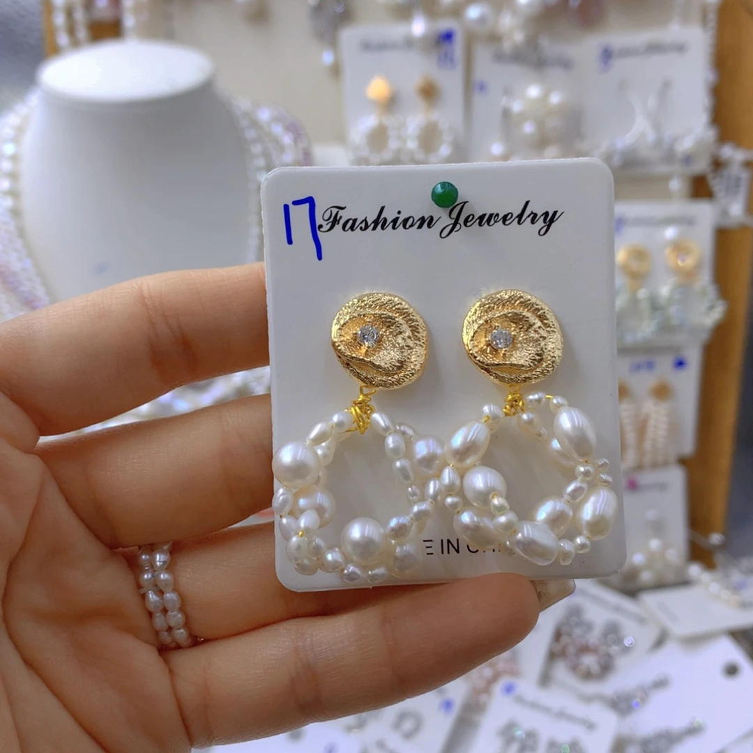 淡水珍珠耳饰银S925镶嵌